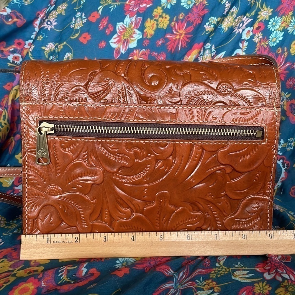 Brand New Patricia Nash Genuine Tooled Leather Lanza Crossbody Purse Florence - Picture 8 of 16